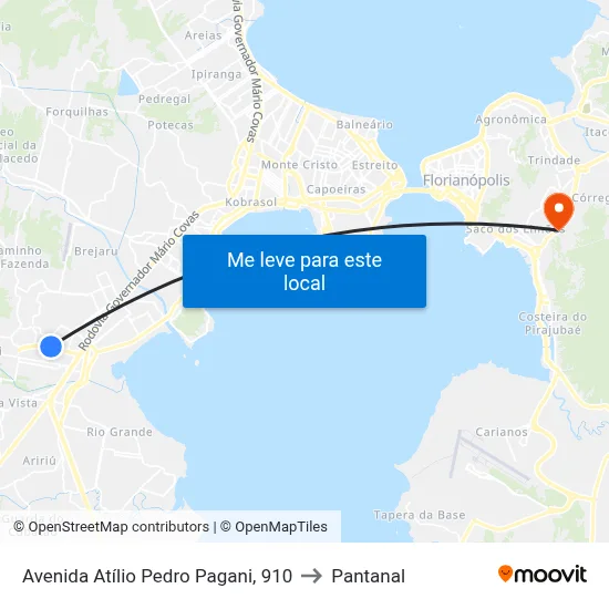 Avenida Atílio Pedro Pagani, 910 to Pantanal map