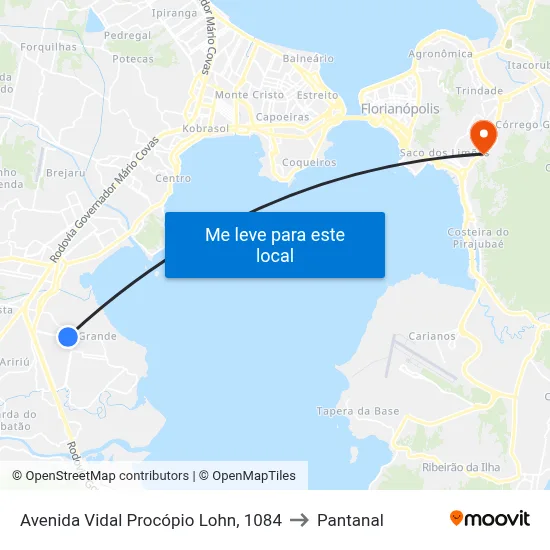 Avenida Vidal Procópio Lohn, 1084 to Pantanal map