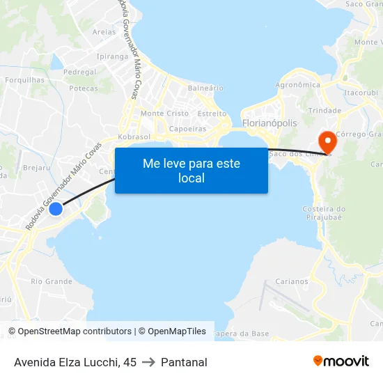 Avenida Elza Lucchi, 45 to Pantanal map