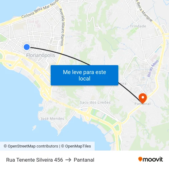 Rua Tenente Silveira 456 to Pantanal map
