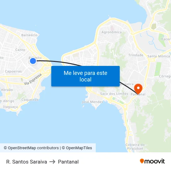 R. Santos Saraiva to Pantanal map