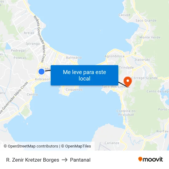 R. Zenir Kretzer Borges to Pantanal map