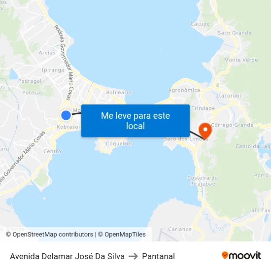 Avenida Delamar José Da Silva to Pantanal map