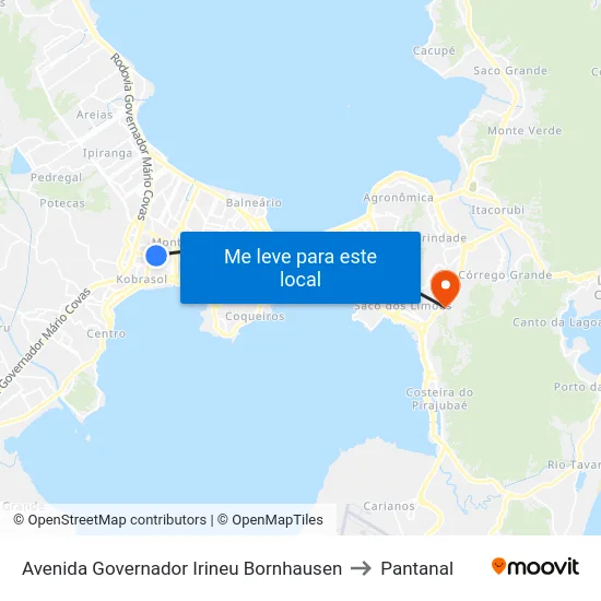 Avenida Governador Irineu Bornhausen to Pantanal map