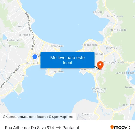 Rua Adhemar Da Silva 974 to Pantanal map
