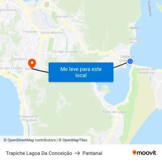 Trapiche Lagoa Da Conceição to Pantanal map