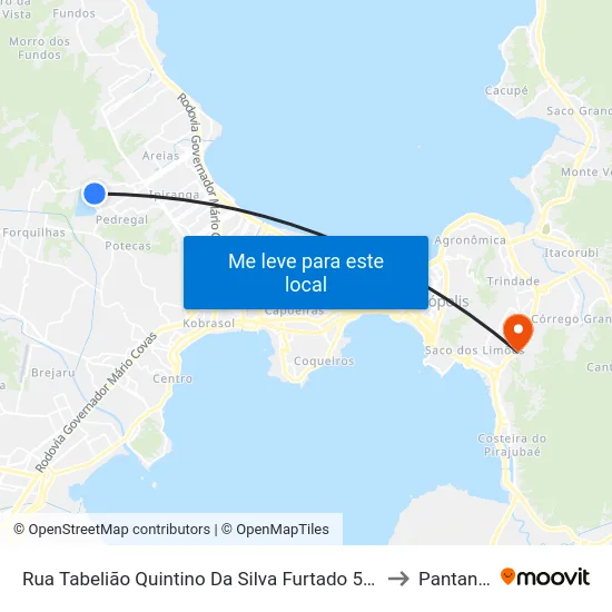 Rua Tabelião Quintino Da Silva Furtado 526 to Pantanal map