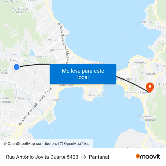 Rua Antônio Jovita Duarte 5403 to Pantanal map