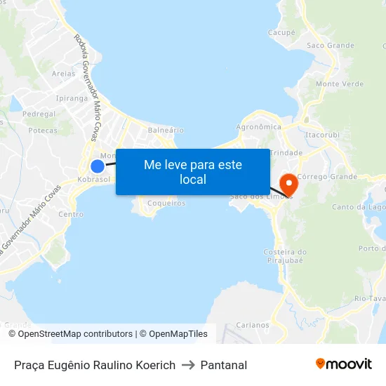 Praça Eugênio Raulino Koerich to Pantanal map