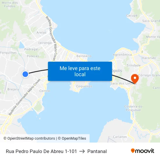 Rua Pedro Paulo De Abreu  1-101 to Pantanal map