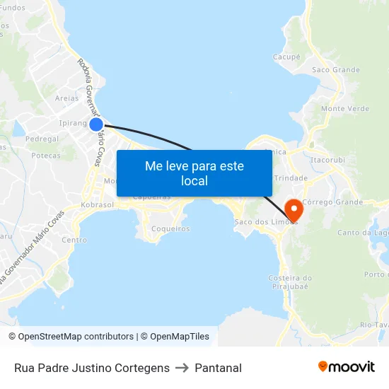 Rua Padre Justino Cortegens to Pantanal map