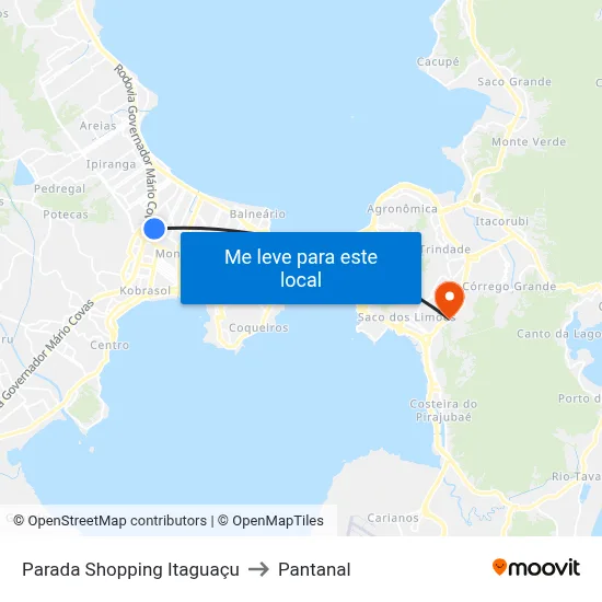 Parada Shopping Itaguaçu to Pantanal map