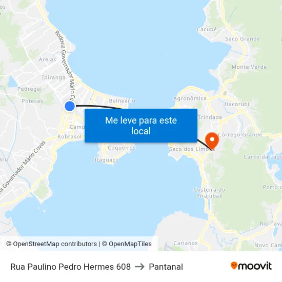 Rua Paulino Pedro Hermes 608 to Pantanal map