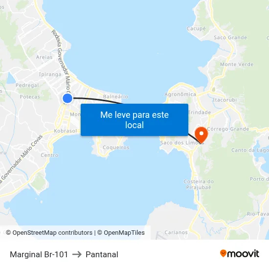 Marginal Br-101 to Pantanal map