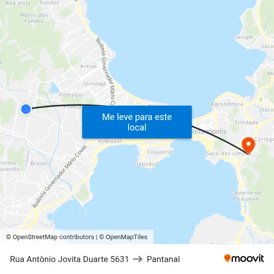 Rua Antônio Jovita Duarte 5631 to Pantanal map