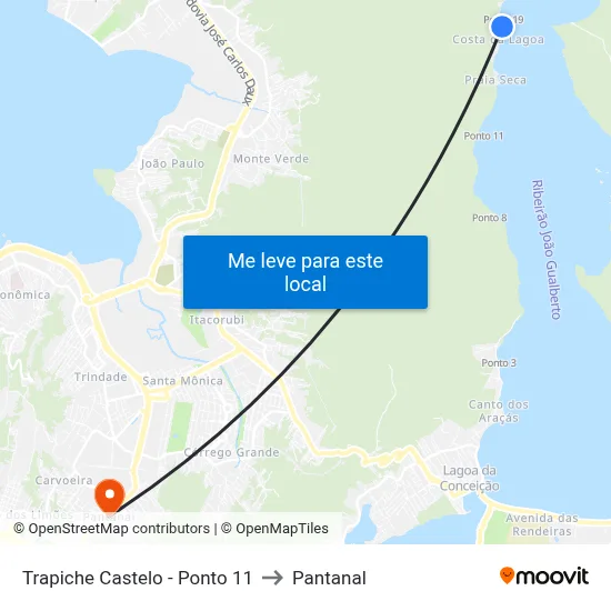 Trapiche Castelo - Ponto 11 to Pantanal map