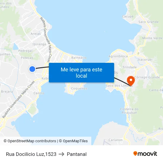 Rua Docilicio Luz,1523 to Pantanal map