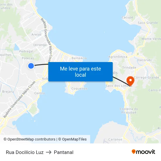 Rua Docilício Luz to Pantanal map