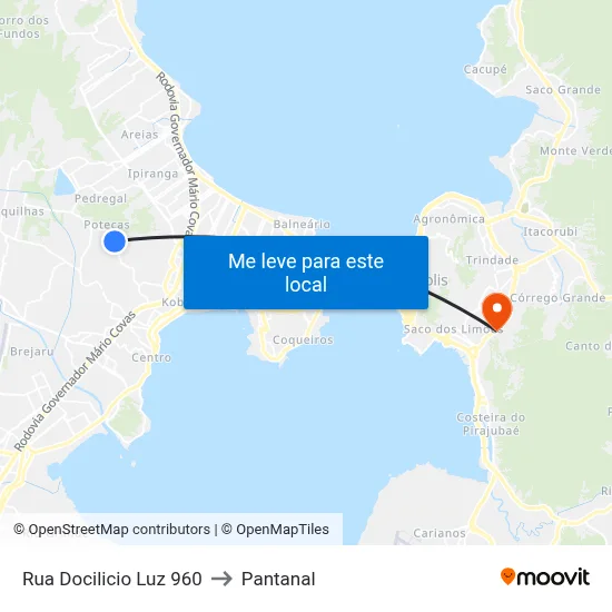 Rua Docilicio Luz 960 to Pantanal map