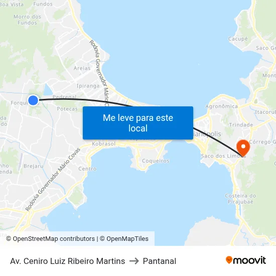 Av. Ceniro Luiz Ribeiro Martins to Pantanal map