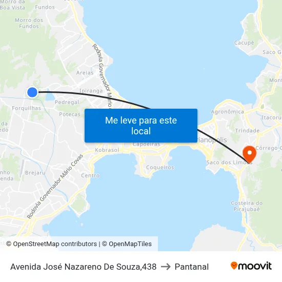 Avenida José Nazareno De Souza,438 to Pantanal map
