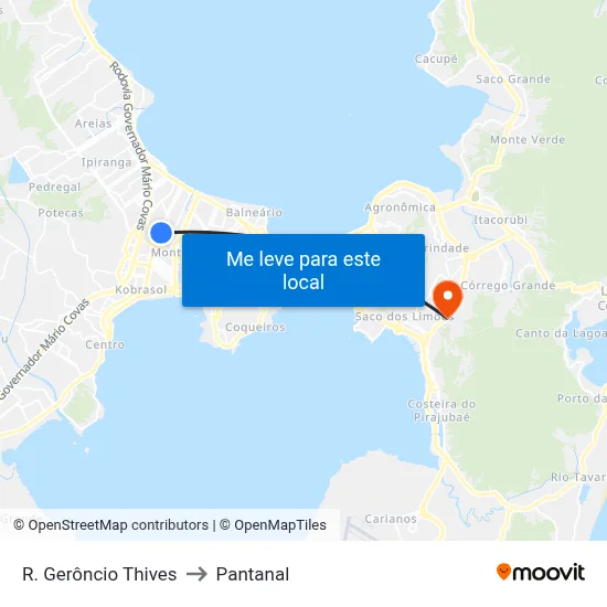 R. Gerôncio Thives to Pantanal map