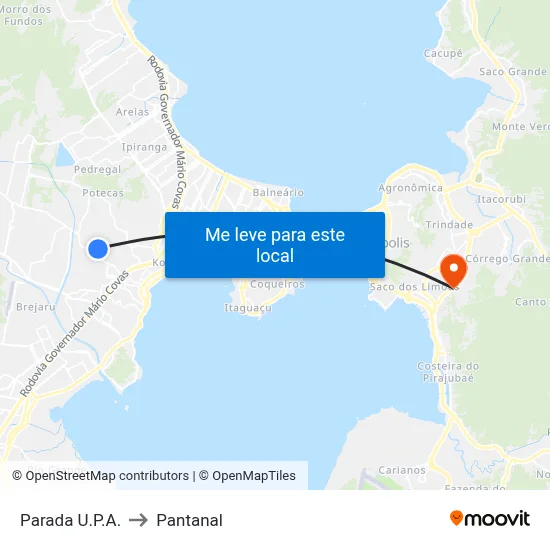 Parada U.P.A. to Pantanal map