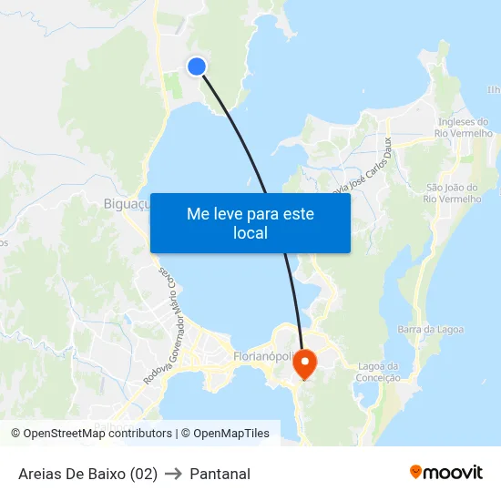 Areias De Baixo (02) to Pantanal map