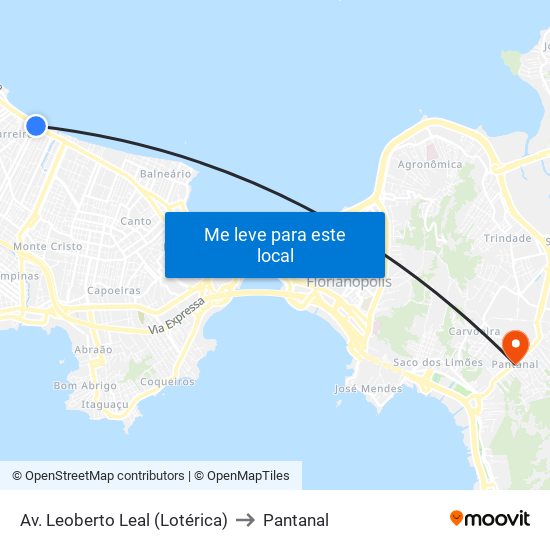 Av. Leoberto Leal (Lotérica) to Pantanal map