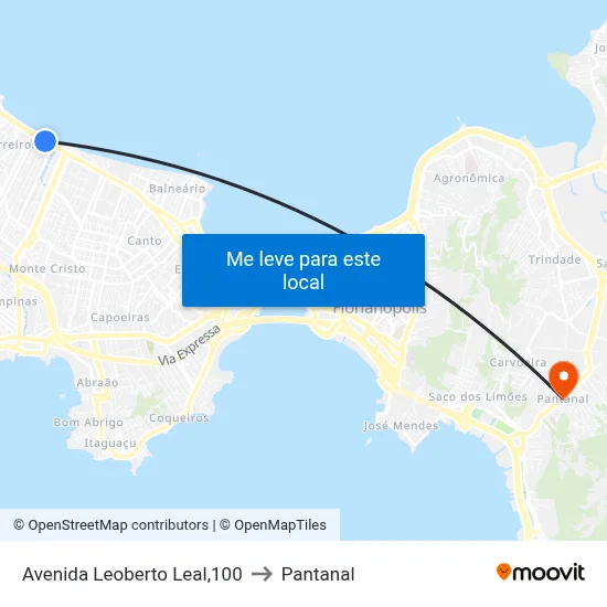 Avenida Leoberto Leal,100 to Pantanal map