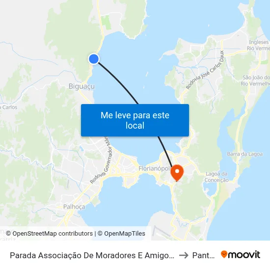 Parada Associação De Moradores E Amigos De São Miguel to Pantanal map