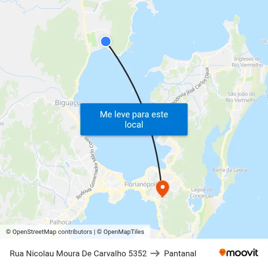 Rua Nicolau Moura De Carvalho 5352 to Pantanal map