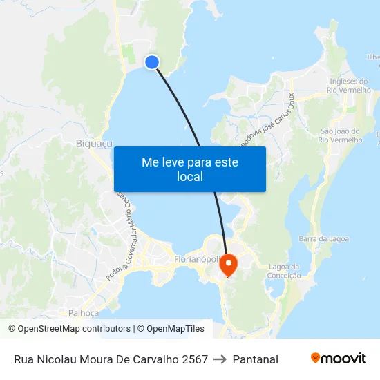 Rua Nicolau Moura De Carvalho 2567 to Pantanal map