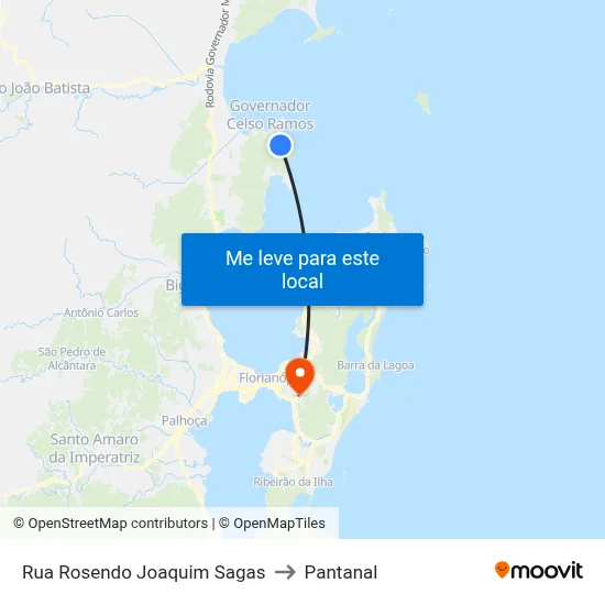 Rua Rosendo Joaquim Sagas to Pantanal map