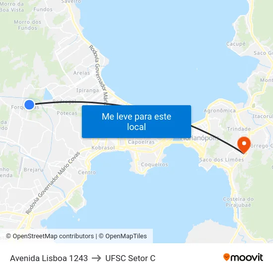 Avenida Lisboa 1243 to UFSC Setor C map