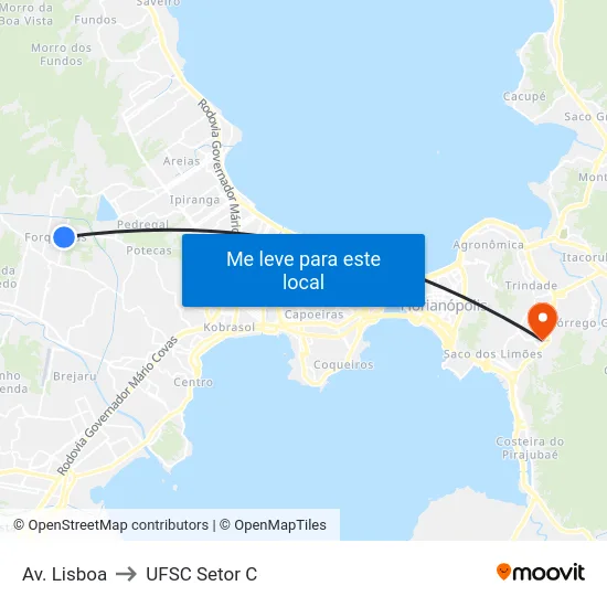 Avenida Lisboa 573 to UFSC Setor C map
