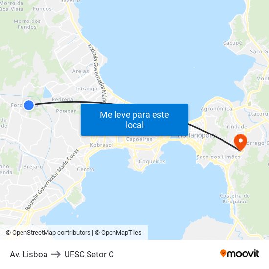 Av. Lisboa to UFSC Setor C map