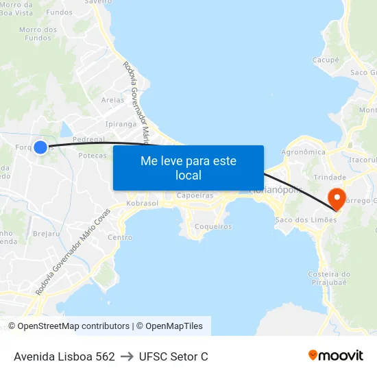 Avenida Lisboa 562 to UFSC Setor C map