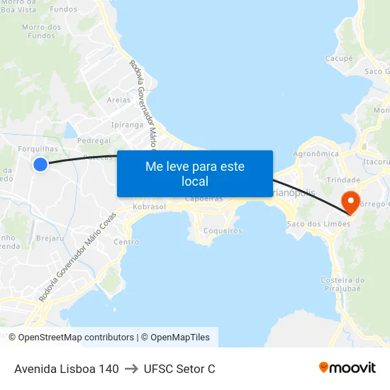 Avenida Lisboa 140 to UFSC Setor C map