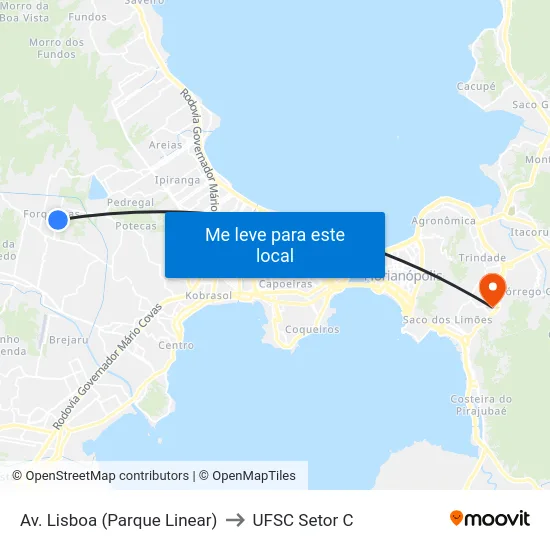 Avenida Lisboa 772 to UFSC Setor C map
