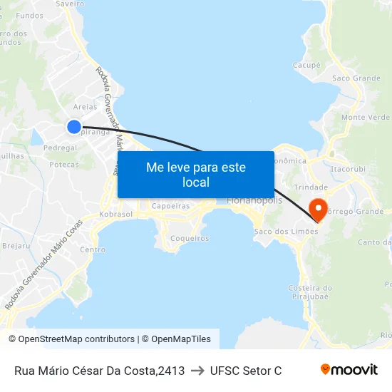 Rua Mário César Da Costa,2413 to UFSC Setor C map