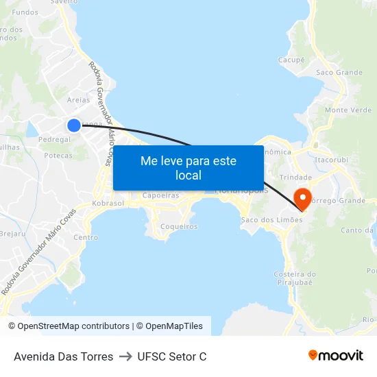 Avenida Das Torres to UFSC Setor C map