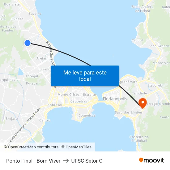 Ponto Final - Bom Viver to UFSC Setor C map