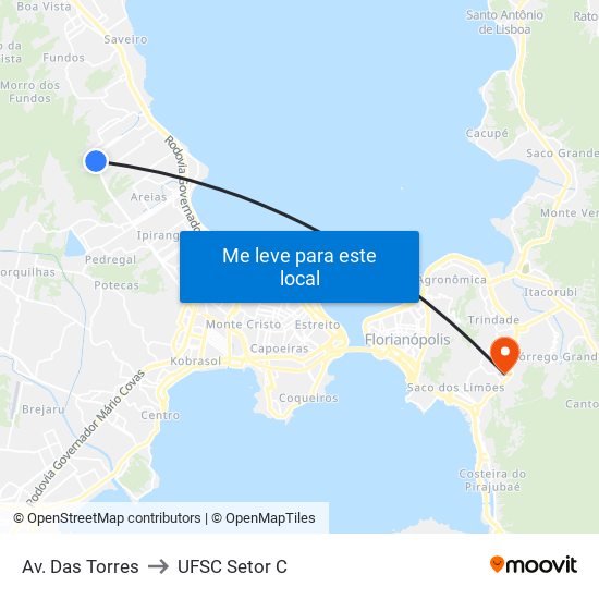 Av. Das Torres to UFSC Setor C map