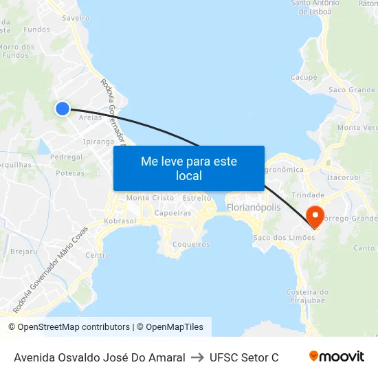 Avenida Osvaldo José Do Amaral to UFSC Setor C map
