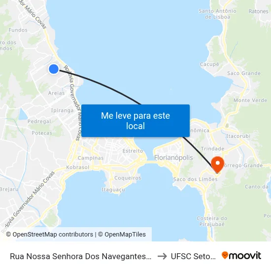 Rua Nossa Senhora Dos Navegantes 719 to UFSC Setor C map