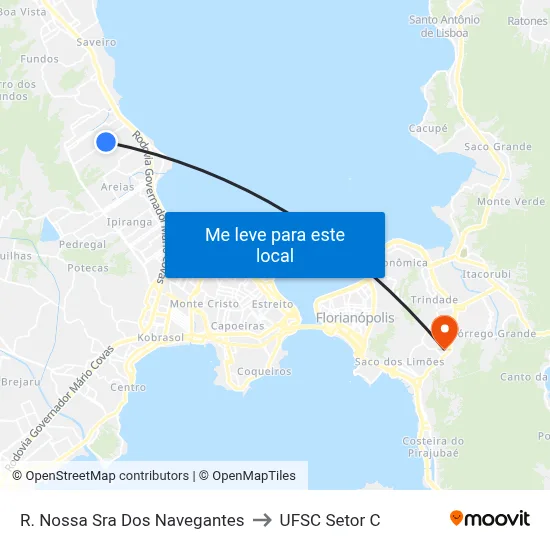 R. Nossa Sra Dos Navegantes to UFSC Setor C map