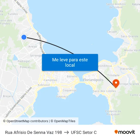 Rua Afrísio De Senna Vaz 198 to UFSC Setor C map