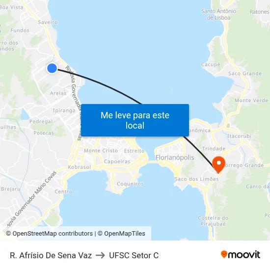 R. Afrísio De Sena Vaz to UFSC Setor C map