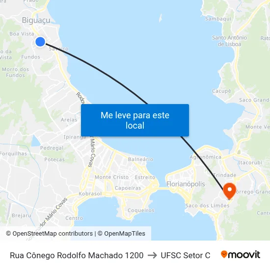 Rua Cônego Rodolfo Machado 1200 to UFSC Setor C map